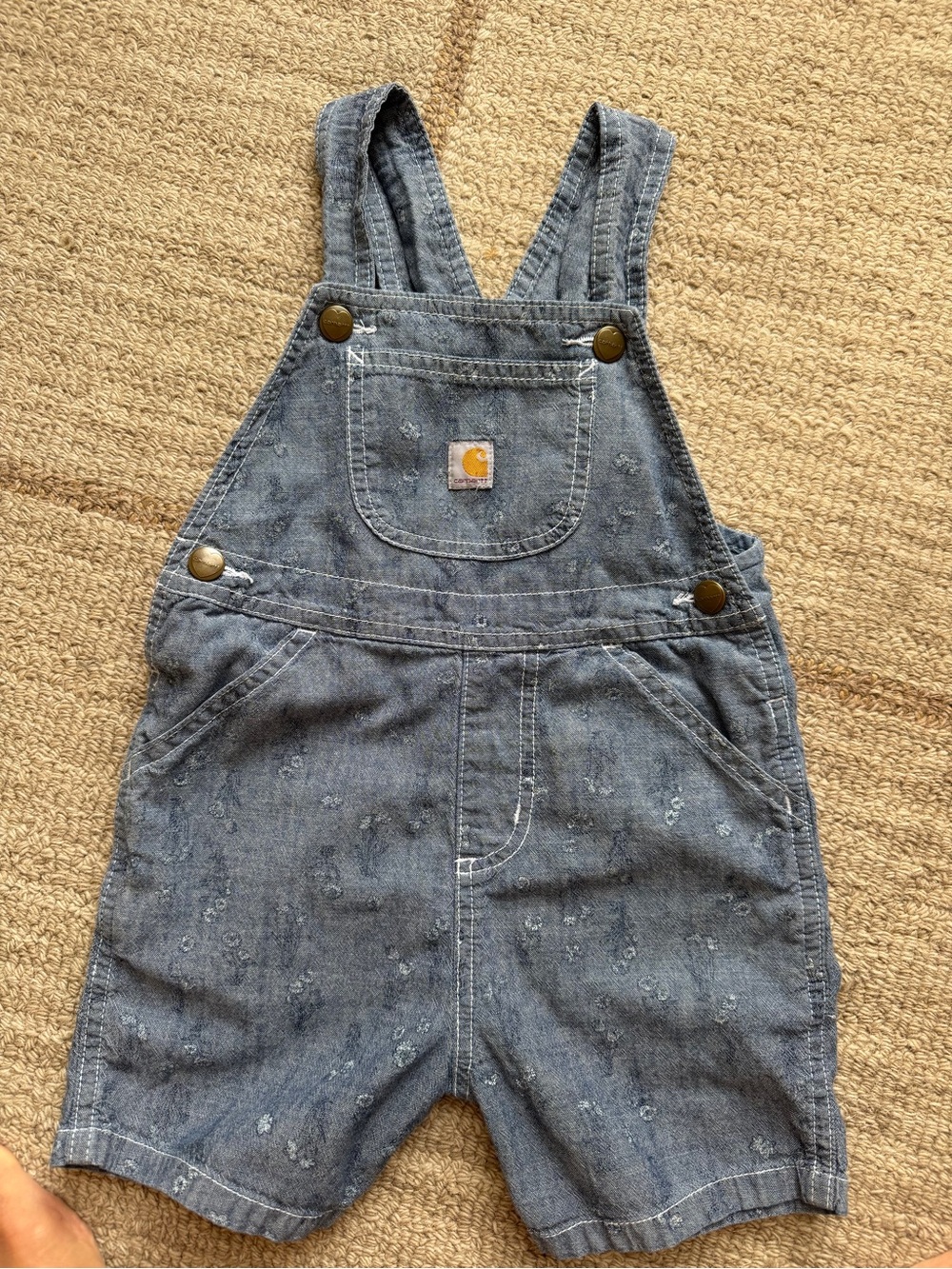 Carhartt Toddler Denim Short Overalls in Faded Blue